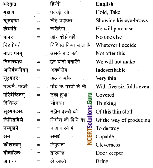 Bhaswati Class 11 Solutions Chapter 9 वस्त्रविक्रयः Summary Translation in Hindi and English 2