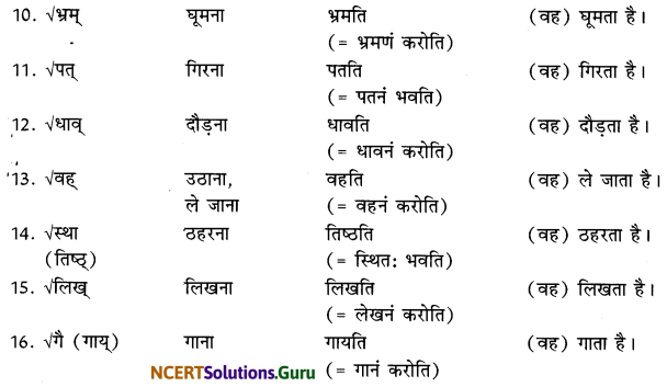 Class 6 Sanskrit Grammar Book Solutions धातु-क्रिया-परिचयः 4