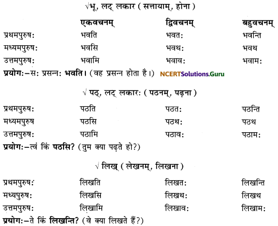 Class 6 Sanskrit Grammar Book Solutions लकाररूपाणि 1