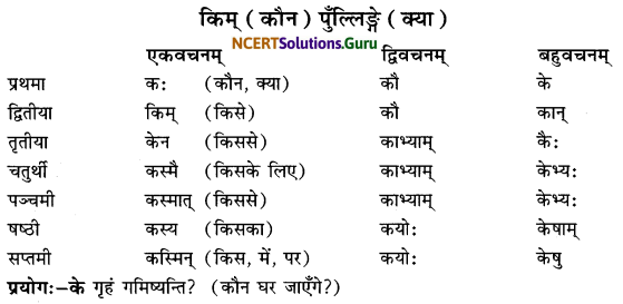 Class 6 Sanskrit Grammar Book Solutions सर्वनाम संख्यावाचक शब्दरूपाणि 8