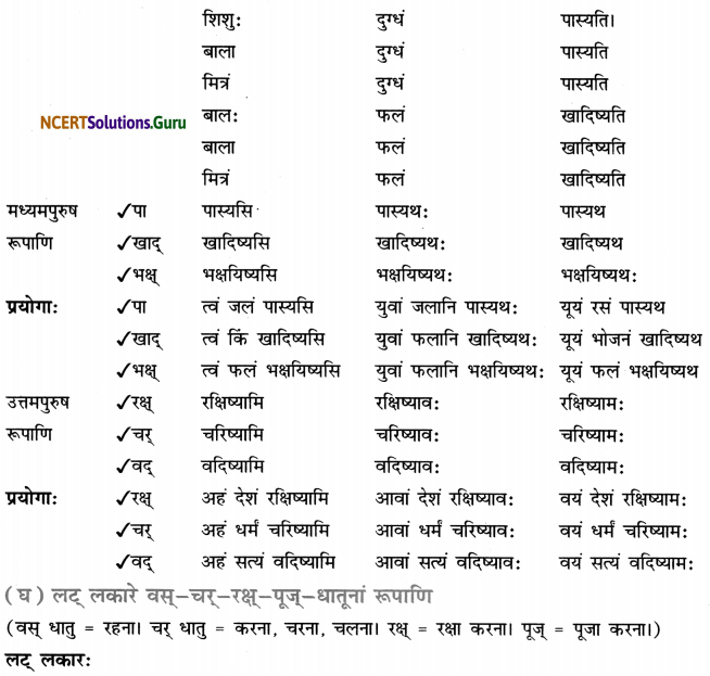 Class 7 Sanskrit Grammar Book Solutions धातुरूप-प्रकरणम् 6