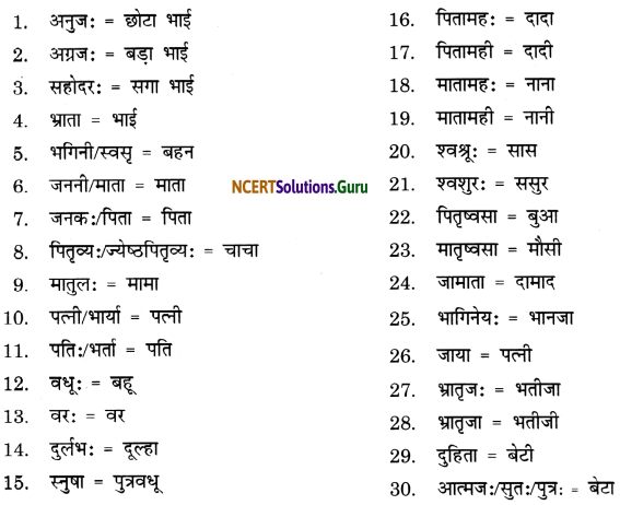 Class 7 Sanskrit Grammar Book Solutions परिशिष्टम् 1