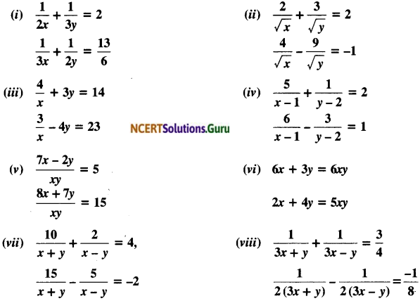 NCERT Solutions for Class 10 Maths Chapter 3 Pair of Linear Equations in Two Variables Ex 3.6 1