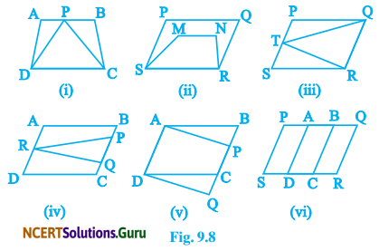 NCERT Solutions for Class 9 Maths Chapter 9 Areas of Parallelograms and Triangles Ex 9.1 Q1