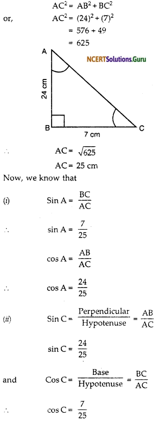 NCERT Solutions for Class 10 Maths Chapter 8 Introduction to Trigonometry Ex 8.1 1