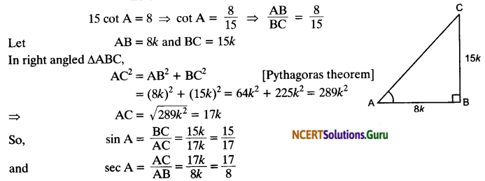 NCERT Solutions for Class 10 Maths Chapter 8 Introduction to Trigonometry Ex 8.1 4