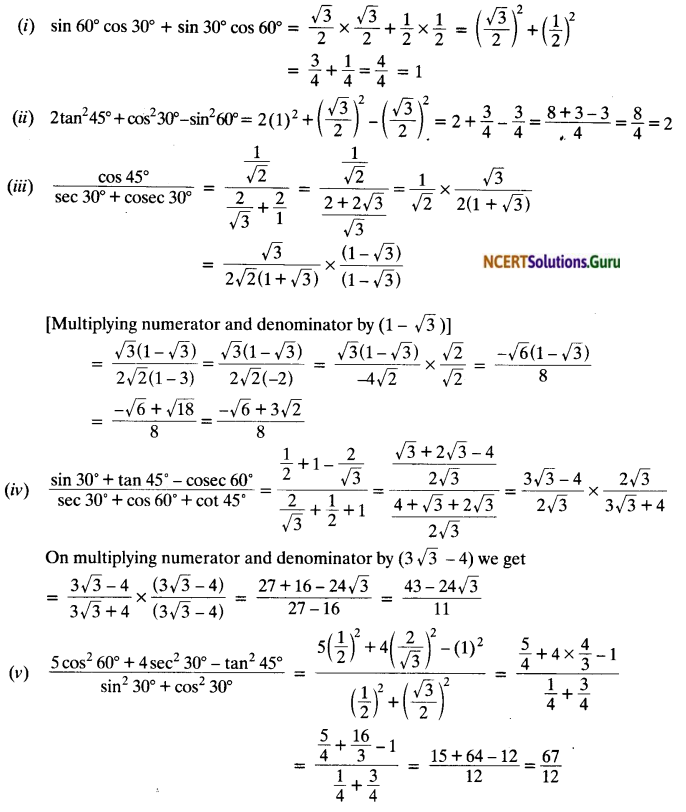 NCERT Solutions for Class 10 Maths Chapter 8 Introduction to Trigonometry Ex 8.2 2