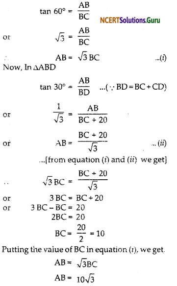 NCERT Solutions for Class 10 Maths Chapter 9 Some Applications of Trigonometry Ex 9.1 13
