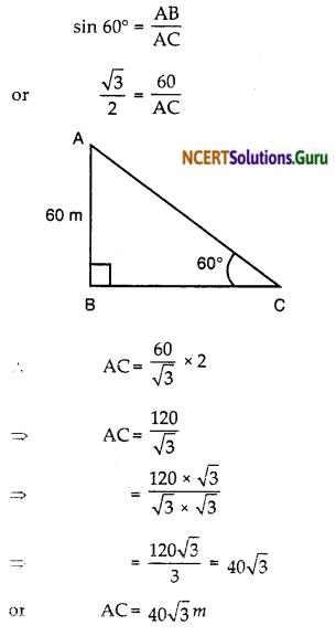 NCERT Solutions for Class 10 Maths Chapter 9 Some Applications of Trigonometry Ex 9.1 6