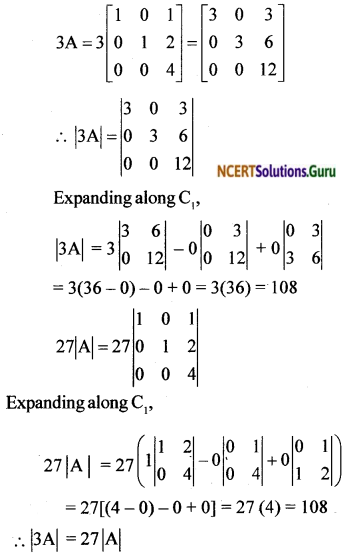 NCERT Solutions for Class 12 Maths Chapter 4 Determinants Ex 4.1 1