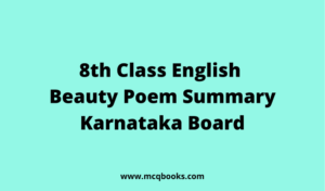 8th Class English Beauty Poem Summary 