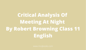 Critical Analysis Of Meeting At Night By Robert Browning 